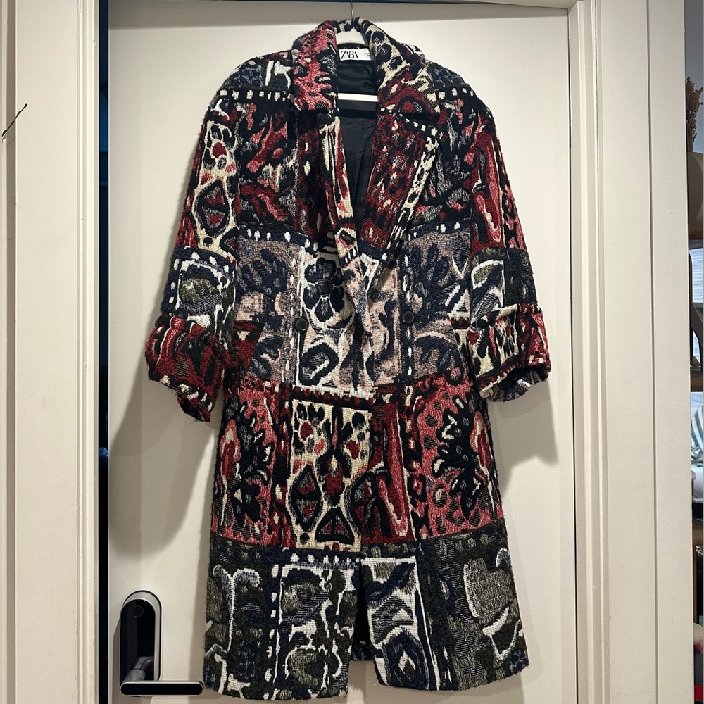 Zara Jacquard Multicolored Coat